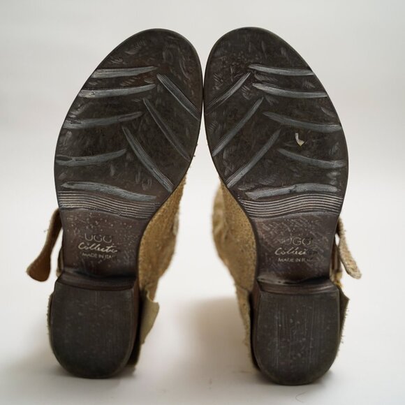 NWOT UGG Collection Made In Italy Rare "Aria" Gold Leather Ankle Boots - Picture 5 of 9